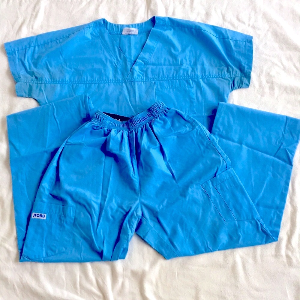 Mobb Classic Blue Unisex Medical Scrub Set Top & Pants Medium
